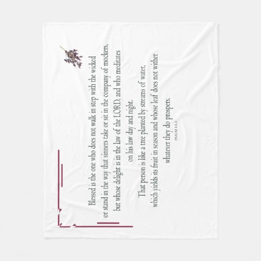Psalm 1: De weg van de rechtvaardige Fleece Deken (Voorkant)