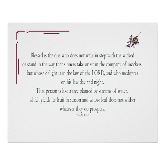 PSALM 1, does not walk in step with the wicked Perfect Poster (Voorkant)