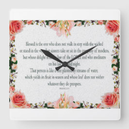 Psalm 1, Floral Lily oil, niet in de schopte lopen Vierkante Klok