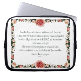 Psalm 1, Flower borders Colorful Laptop Sleeve