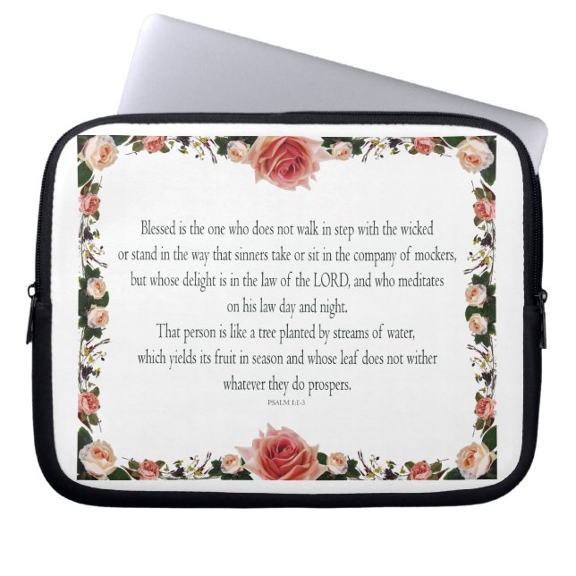 Psalm 1, Flower borders Colorful Laptop Sleeve (Voorkant)