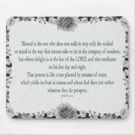 Psalm 1, geen stap voorwaarts, olie zwart-wit, muismat