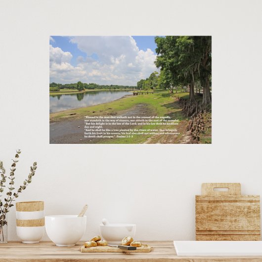 Psalm 1 het Poster van de Manuscript (horizontaal (Keuken)