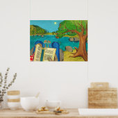 Psalm 1 in Hebreeuwse Bijbel Joodse Christelijke s Poster (Keuken)