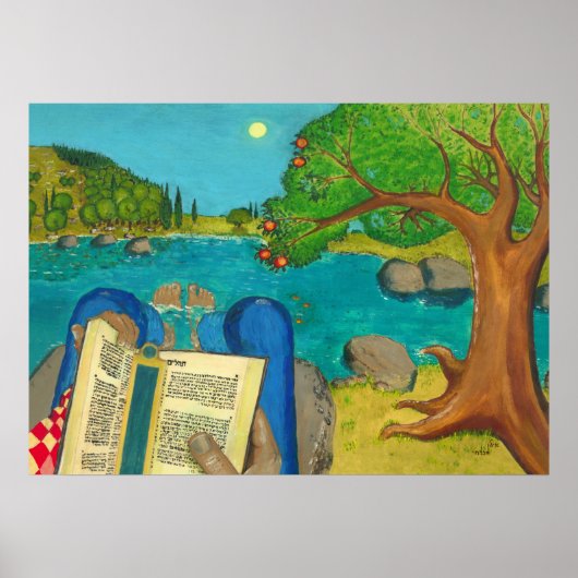 Psalm 1 in Hebreeuwse Bijbel Joodse Christelijke s Poster (Voorkant)