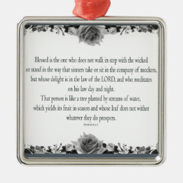 Psalm 1 Kunst - Gezegende Rechtvaardige met Bloemo Metalen Ornament