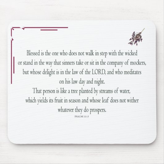 Psalm 1 Kunst - Gezegende Rechtvaardige met Bloemo Muismat (Voorkant)