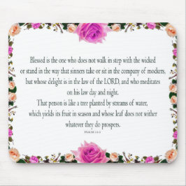 Psalm 1 Kunst - Gezegende Rechtvaardige met Bloemo Muismat