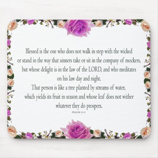 Psalm 1 Kunst - Gezegende Rechtvaardige met Bloemo Muismat (Voorkant)