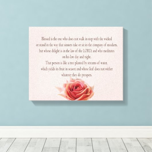 Psalm 1, Law day and Night, Streams of Waters, Canvas Afdruk (Insitu (Houten vloer))