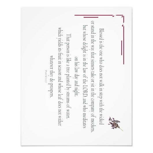 PSALM 1 loopt niet stapsgewijs met het geschopt Foto Afdruk (Voorkant)