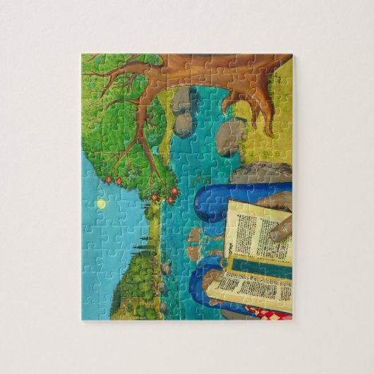 Psalm 1 - Man leest Psalm 1 in de Hebreeuwse Bijbe Legpuzzel (Verticaal)