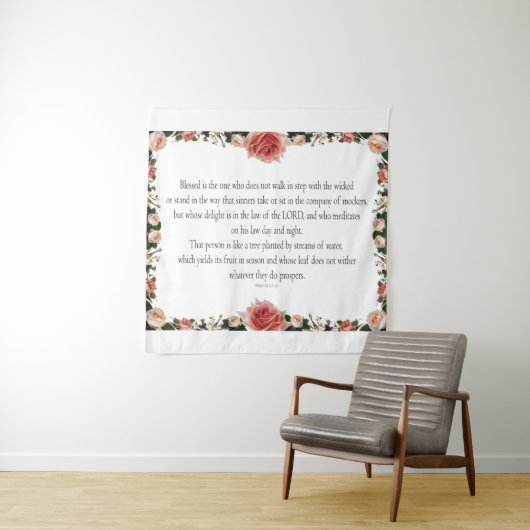 Psalm 1 met ventilatorgrenzen wandkleed (In situ)