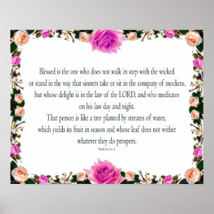 Psalm 1, niet stapsgewijs met de schoppen meegaat; poster