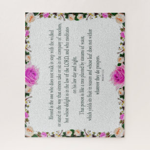 Psalm 1, olieschilderend effect Paarse Floral Legpuzzel