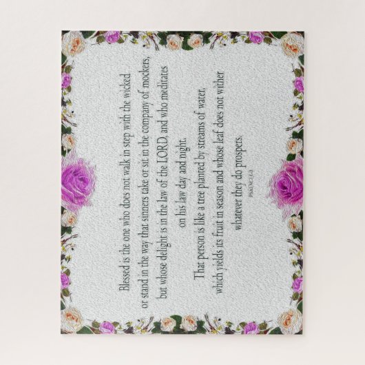 Psalm 1, olieschilderend effect Paarse Floral Legpuzzel (Verticaal)