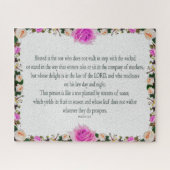 Psalm 1, olieschilderend effect Paarse Floral Legpuzzel (Horizontaal)