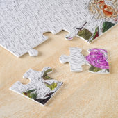 Psalm 1, olieschilderend effect Paarse Floral Legpuzzel (Zijkant)