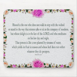 Psalm 1, olieschilderend effect Paarse Floral Muismat