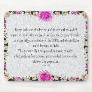 Psalm 1, olieschilderend effect Paarse Floral Muismat