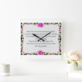 Psalm 1, olieschilderend effect Paarse Floral Vierkante Klok (Huis)