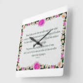 Psalm 1, olieschilderend effect Paarse Floral Vierkante Klok (Hoek)