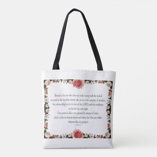 Psalm 1, ontwerp van de ventilatorgrens, rendement tote bag (Achterkant)