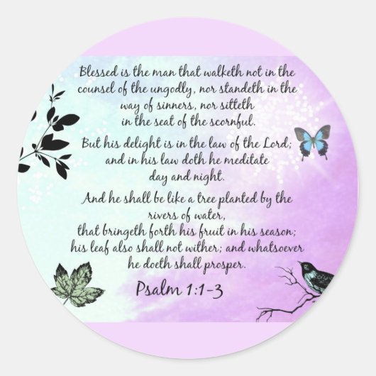 Psalm 1 ronde sticker (Voorkant)