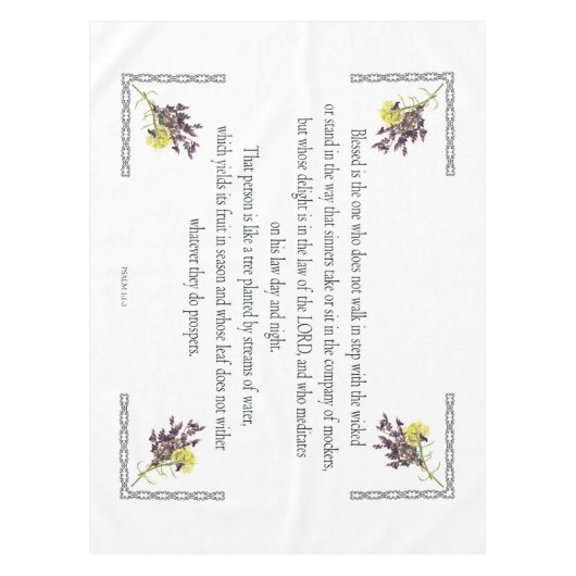 Psalm 1, roze gele ventilatorontwerp, zonder dop, tafelkleed (Voorkant)