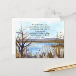 Psalm 1 Schriftuur Bijbelvers Woestijn Meer Berg Briefkaart