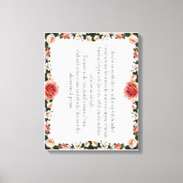 Psalm 1 with Flower Borders Canvas Afdruk