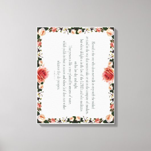 Psalm 1 with Flower Borders Canvas Afdruk (Voorkant)