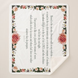 Psalm 1 with Flower Borders Sherpa Deken