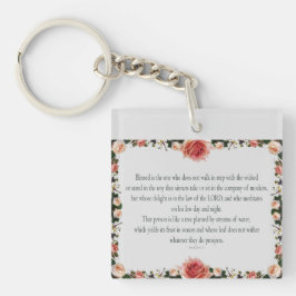 Psalm 1 with Flower Borders Sleutelhanger