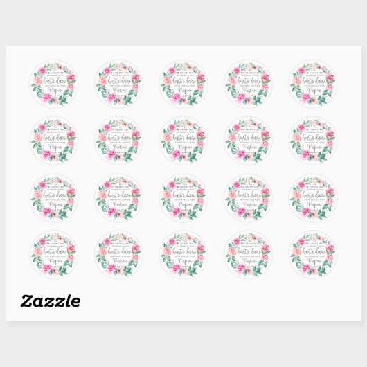 Psalm 20:4 Christelijk Bijbelvers Roze Bloem Ronde Sticker (Vel)