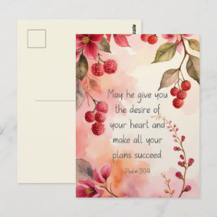 Psalm 20:4 Gebed van Uw Hart Schrift Bloemmotief Briefkaart