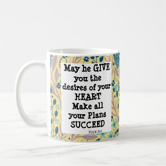 Psalm 20:4 Mok voor Afstuderen-offiekoffie op foto (Links)