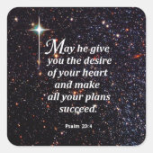 Psalm 20:4 vierkante sticker (Voorkant)