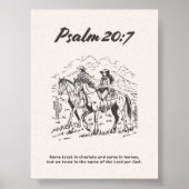 Psalm 20:7 Paardrijden op zwart en wit Poster (Voorkant)