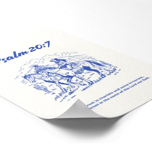 Psalm 20:7 - Vertrouwen op paarden Poster (Hoek)