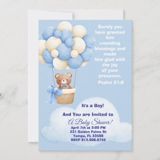Psalm 21:6 Boy Baby Shower Invitation Kaart (Voorkant)