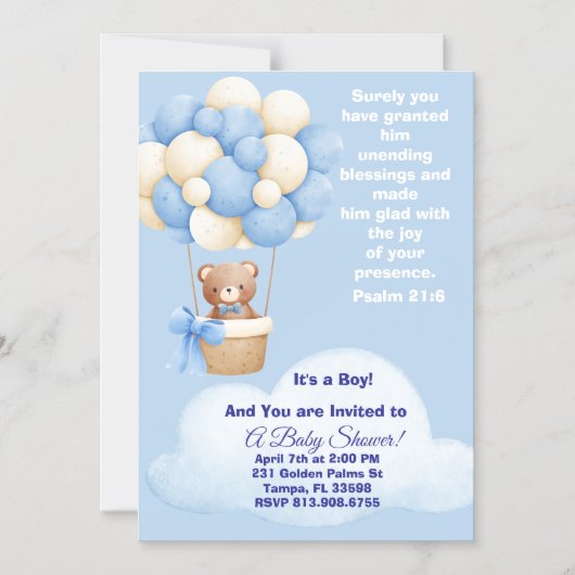 Psalm 21:6 Boy Baby Shower Invitation Magnetische Uitnodiging (Voorkant)