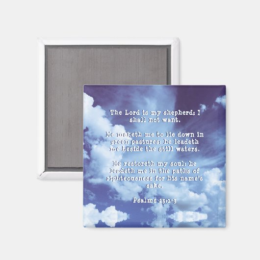 Psalm 23:1-3 bijbelverse magneet (Voorkant / Achterkant)