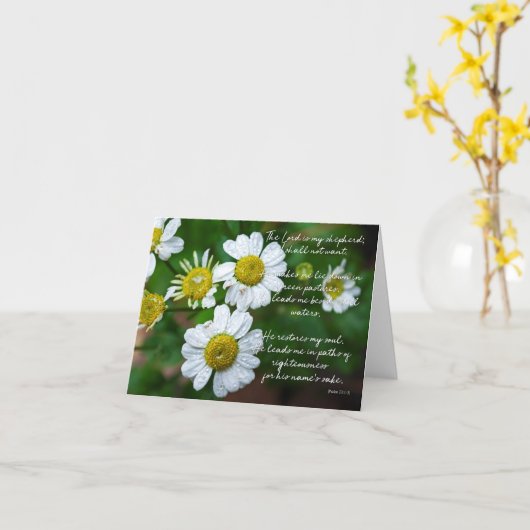Psalm 23:1-3 Bloemen Aanmoediging Kaart (Gele Bloem)