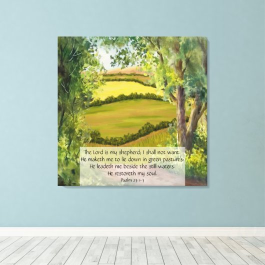 Psalm 23:1-3 canvas afdruk (Insitu (Houten vloer))