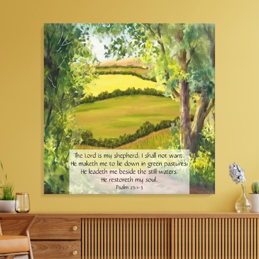 Psalm 23:1-3 canvas afdruk (Insitu (Woonkamer))