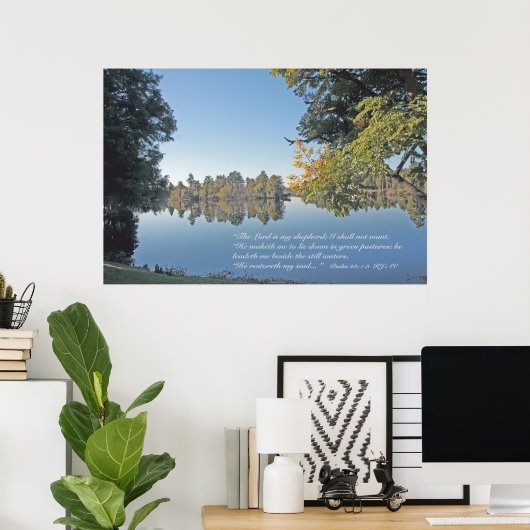 Psalm 23:1-3 de Druk van de Manuscript Poster (Thuiskantoor)