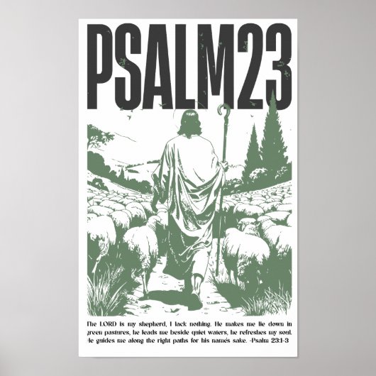 Psalm 23:1-3 “De Heere Is Mijn Herder” Poster (Voorkant)