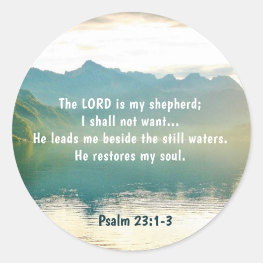 Psalm 23 1-3 De LORD is mijn Shepherd Ronde Sticker (Voorkant)