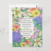 Psalm 23:1-3 en bloemen briefkaart (Voorkant / Achterkant)